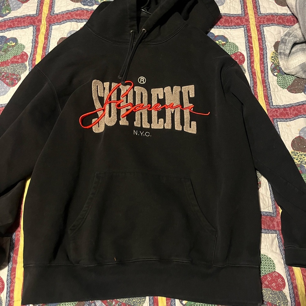 Supreme Embroidered Chenille Hooded Pullover Sweatshirt